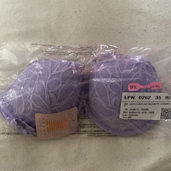 Savage X Fenty Savage Not Sorry Lightly Lined Lace Balconette Bra 38D Lavender - Picture 6 of 6